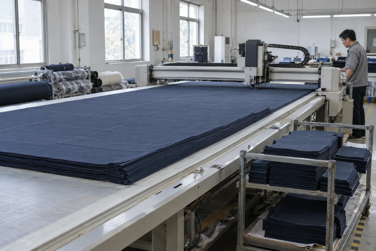 AI illustration of an automated garment cutting table; not the Tianyi cutting room